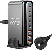 600W USB C Charger, 140W GaN Charger, 8-Port 100W/65W Fast Charging Station Compatible with MacBook Pro 16, Laptop, iPad, iPhone 16 Pro Max/15, Samsung Galaxy S24/S23, Steam Deck and More