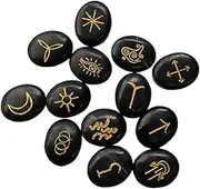 Witches Rune Set with Pouch, Black Agate