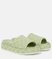 [Gucci] Gucci GG Canvas platform slides AU 7 green