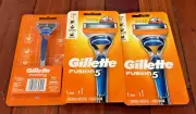 3 Gillette Fusion 5 Razors & 3 cartridges