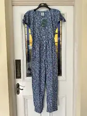 BNWT Vintage Laura Ashley 80s Floral Pantsuit Romper Cotton Medium Cottagecore