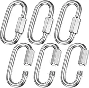 uxcell 6-Pack Quick Chain Link Connector, M10 3/8" 316 Stainless Steel D-Shape Locking Repair Chain Links for Swing/Camping/Hiking/Backpack, Twist Key Ring Screw Chain Link [Silver]
