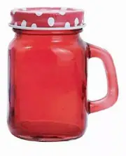 New Red Polka Dot 4 oz Mini Mason Spice Trinket Crafts Storage Jar - 3.5" x 3"