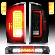 LED Tail Light Assembly + 3rd Third Brake Cargo Lamp Fit for 2007 2008 Dodge RAM 1500 2500 3500 & 2009 Dodge RAM 2500 3500 Pickup Truck [Factory Halogen Type] Clear Lens, 3 Pcs