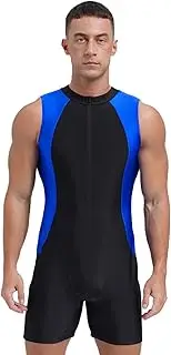 [Yihuimin] Mens One Piece Jumpsuit Sleeveless Zipper Unitard Swimming Surfing Swimsuit Athletic Leotards
