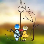 Angels Window Hanging Suncatcher Mini Couple Stained Glass Acrylic Suncatcher Panel Ornaments