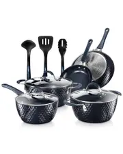 Nutrichef Kitchenware Pots & Pans - Stylish Kitchen Cookware Set With Elegant Diamond Pattern, Non-Stick (11-Piece Set)