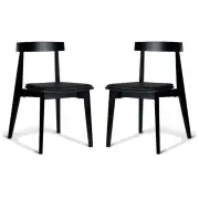 Set of 2 - Masa Ito Oriental Dining Chair - Black Frame - Black Cushion Seat