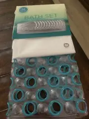PVC Tub mat and Shower curtain Bath Set - 14 Pc