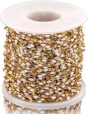 [Generic] 2 m Stainless Steel Lips Oil Drip Chain Oil Drip Cross Chain Titanium Steel Vacuum Plating Gold Chain DIY Necklace Bracelet Permanent Jewelry kit Chains for Jewelry Making(Small)