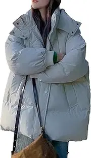 [Generic] Womens Winter Quilted Jackets Long Sleeve Lightweight Zip Coat Baggy Casual Puffer Jacket