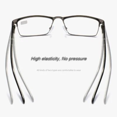 Stainless Steel Reading Glasses - Polycarbonate Clear Lens Business HMC Coating