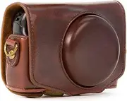 [MGAVATPNPY] Retro PU Leather Camera Bag Hard Shell Cover with Digital Camera Strap Fit for Canon Fit for Powershot SX740 HS SX730 HS SX720 HS Camera Bag(Coffee)