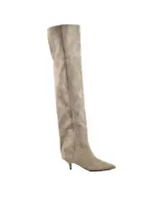 Patrizia Pepe uede KneeHigh Boot PointedToe Kitten Heel Women Beige