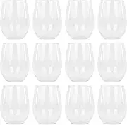 [Argon Tableware] Reusable Plastic Glasses - 300ml - Pack of 12 - Stemless Wine Glasses - Clear Cocktail Champagne Tumbler Drinking Cups for Garden, Parties, Weddings, BBQ and Picnic