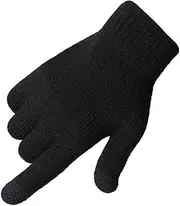 [CATIEBYE] Men's Knitted Gloves Touch Screen Warm and Thicken Anti-wind and Anti-slip Black
