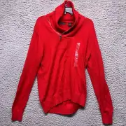 Sean John Sweater Mens M Medium Red Long Sleeve Quarter Zip Ribbed Pullover
