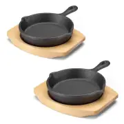 Mini Cast Iron Skillet With Wooden Base Set of 2 - Cast Iron Frying Pan Mini ...