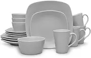 [Noritake] GOG Swirl 16-Piece Square Set, Service for 4 in Grey, Multicolor