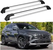 TINIANHHCT Cross Bars Lockable Fits for Hyundai Tucson NX4 2022-2025 with Flush Side Rails Roof Rack Cargo Luggage Carrier, Black+Silver