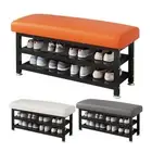2 Tier Shoe Bench Cushion Storage Rack Storage Shoe Rack Footstool for Entryway