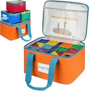 4 Pack Magnetic Tiles Storage Bags,Magnatiles Storage Bin,Toy Organizer Case with Mesh Pocket and Tag Pocket for Magnet Building Tiles,Board Game,Puzzle and Lego Bricks