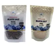 Himalayan Black Salt Fine + Black Salt Rock