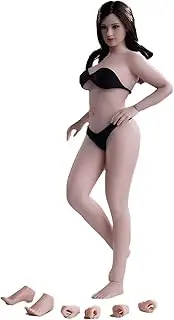 1/12 Scale Female Action Figure,6inch Female TBLeague Super Flexible Pale Skin Plump Body Middle Bust Miniature Action Figure Collectible (T04A)