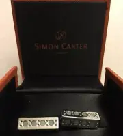 SIMON CARTER Silver Tone Rectangle Amazonite 100% authentic Cufflinks NIB Circle
