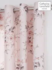 Catherine Lansfield Pink Canterbury Floral Eyelet Curtains (324163) | $115