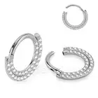 16G Steel Hinged Segment Ring CNC Set CZ Pave Double Lined Front Septum Clicker