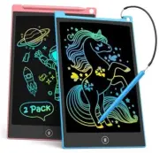 2 Pack LCD Writing Tablet, 10 Inch Colorful Doodle Board Drawing Blue Pink
