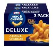 Kraft Deluxe Original Cheddar Mac N Cheese Macaroni and Cheese Dinner, 3 ct Pack