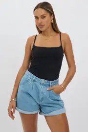 Black Bodysuit Sleeveless Supersoft - Size 12M, Women's Bodysuit