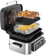[Kitchen Couture] Air Grill Air Fryer Top Loading Family XL | 7 Preset Modes | Temperature Control Up To 265 Degrees Celsius | Rapid Air Circulation |Silver Black