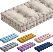 Threehoney Bench Cushions for Indoor Furniture Velvet Kitchen Dining Piano Window Seat Cushion, Tufted Patio Porch Swing Thicken Bench Pad Memory Foam(Ivory White,36x14 in)