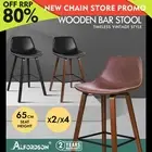 ALFORDSON Wooden Bar Stools Noah Kitchen Dining Chair Vintage Retro 2x/4x