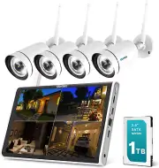 Wireless Security Camera System with Monitor【Spotlight,10'' Monitor】2K Surveilla