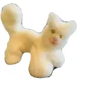 Handmade Retro Style White Cat Doll Pet Felted Wool Toy Poseable One Of A Kind