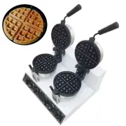 Double Station Waffle Machine Rotary Pot Time Temperature Controller 110V 3KW