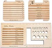 3 Style Wood Knitting Needle Gauge and Ruler, Control Card Knitting Tool for Spinners Yarn Measuring Tools
