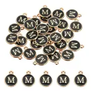 Letter Charm, 30 Pcs Capital Initial Alphabet M Letter Charm for Bracelet, Black