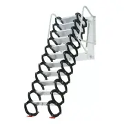 Black Wall Mounted Folding Extension Ladder Loft Stairs Attic 12 Steps