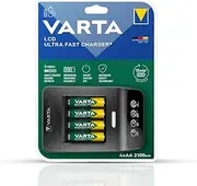 Varta Ultra Fast Charger+ for AA/AAA, Single Bay Charge, Detection of defective Cells, can be Used Worldwide, Includes 4X Recharge Battery Power AA 2100 mAh,57685101441