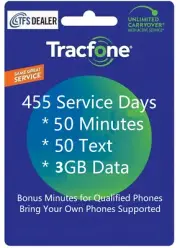 TracFone Service Extension 1 Year/455 Days+50 Mins/50Texts/3GB Data,All Phones