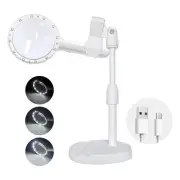 30X 60X Magnifying Glass with 12LED Lights and Stand,Lluminated Magnifier5365
