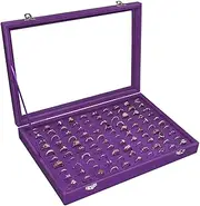 Siveit Ring Display Tray Organizer Box (100 Slot, Purple)
