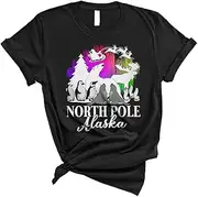 [Generic] North Pole Alaska Cool Christmas Aurora Borealis Town Animal Polar Bear Penguin Deer Gifts Unisex T-Shirt