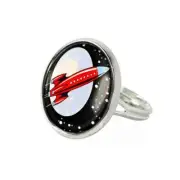 Retro Spaceship Toy Rocket Ship Sci-fi Sterling Silver Fantasy Ring