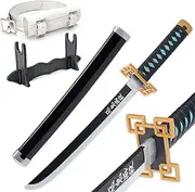 Zisu Demon Slayer Sword - 23.6" Short Cosplay Katana Replica for Kids - Complete with Belt, Stand, and True-to-Show Design - Anime Sword Ideal for Cosplay and Display